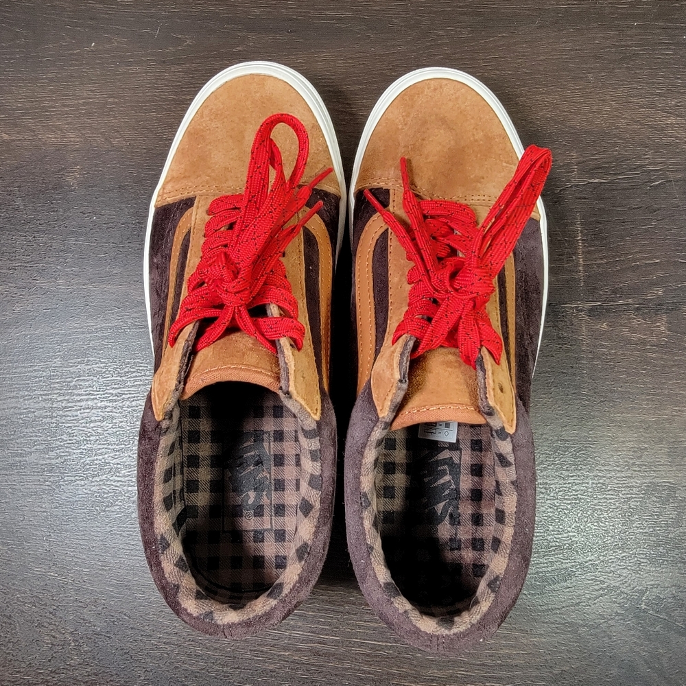 BRAND NEW Vans Old Skool Pig Suede Plaid Glazed Ginger Women's Size 9.0 - Picture 6 of 7